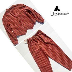 LizWear Cotton/Linen Top & Pants Set Size SP Multi